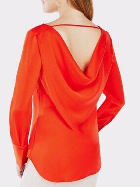 BCBGMAXAZRIA Ceanna Cowl‑Back Top Bright Red S NWT